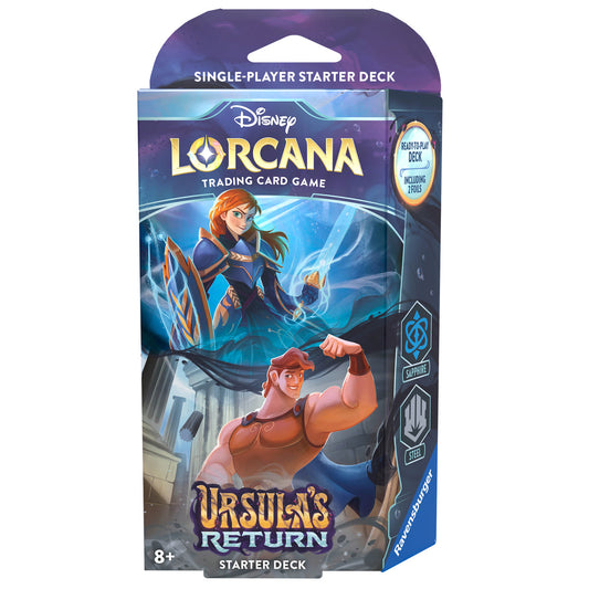 Disney Lorcana: Ursula's Return Starter Deck - Sapphire & Steel (Anna & Hercules) (Preorder)