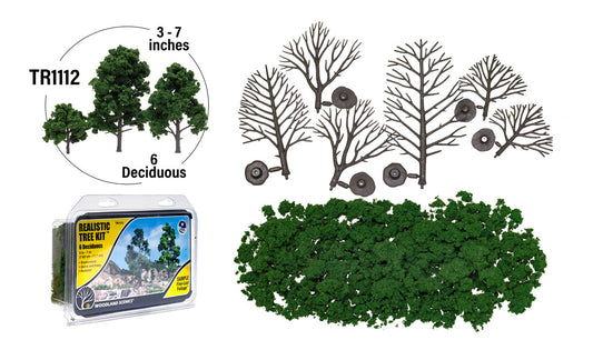 3"-7" Medium Green Deciduous Trees (6/Kit) TR1112
